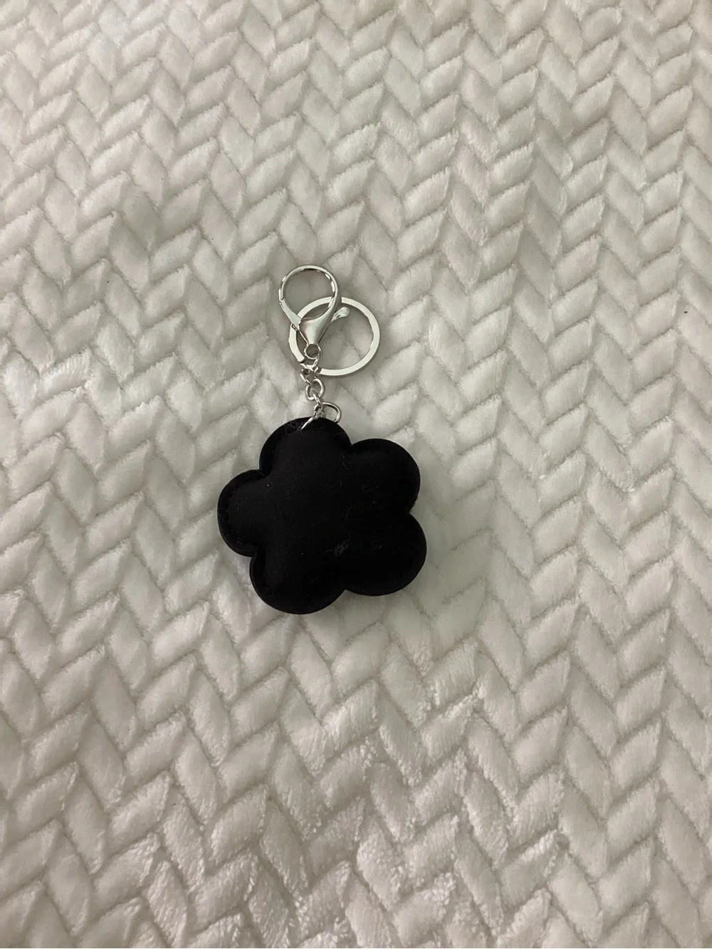 Black Rhinestone Flower Keychain or Purse Charm